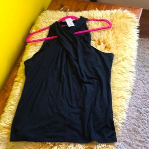 NWT Ann Taylor Blk Cross Neck Tank